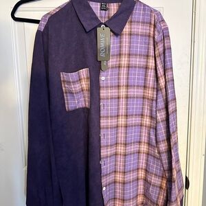 ROMWE Two-Tone Purple Plaid Men's Shirt